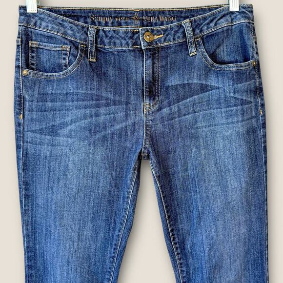 Simply Vera Wang Bootcut Stretch Mid Rise Blue Wash Jeans Size 10 Cutoff Hem - Picture 3 of 12